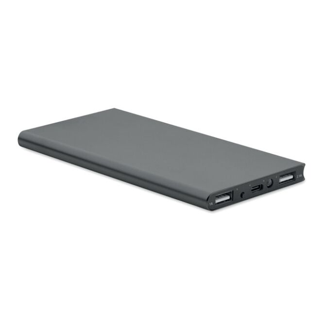Premium-Werbeartikel Powerbank 8000 mAh – titan – lasergraviert 8000 mAh USB-C nachhaltig für das Mitarbeiter-Onboarding