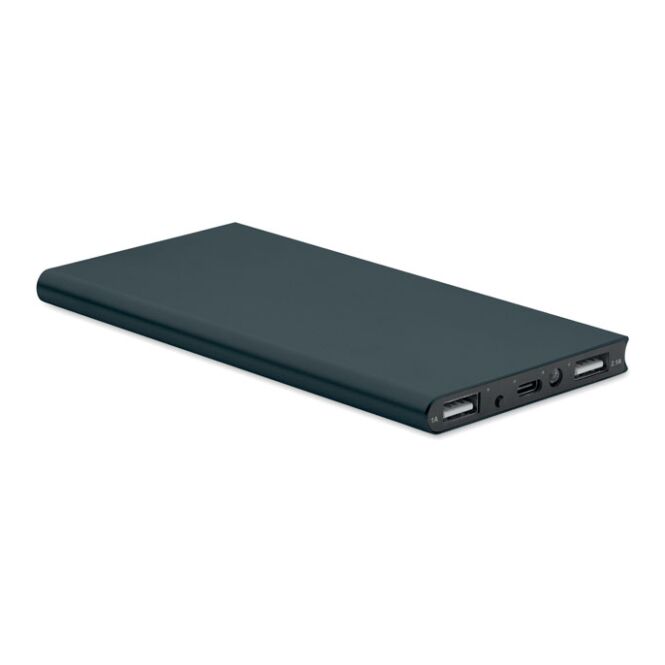 Technik-Werbemittel Powerbank 8000 mAh – marineblau – mit Logo bedruckt, nachhaltig, aus recyceltem Aluminium, USB-C, für das Homeoffice