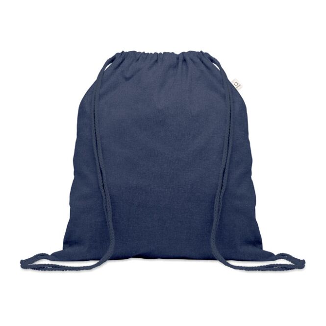Kundengeschenk Tragetasche recycelt – blau – mit Logodruck 70% Baumwolle 30% RPET 140g/m2 nachhaltige Mehrwegtasche für CSR-Promotions