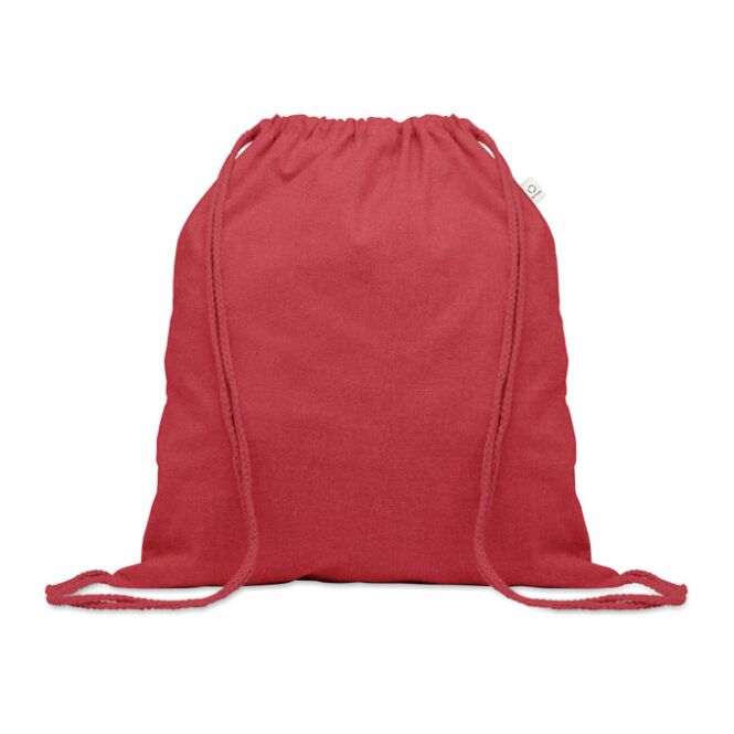 Firmengeschenk Tragetasche 140g/m² – rot – mit Logodruck 70% recycelte Baumwolle 30% RPET nachhaltige Werbetasche für CSR-Promotions