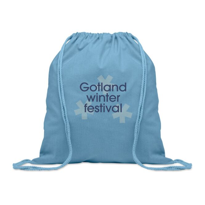 Werbeartikel Tragetasche aus 70% recycelter Baumwolle und 30% RPET – petrol – mit Logodruck 140 g/m² nachhaltige Stofftasche