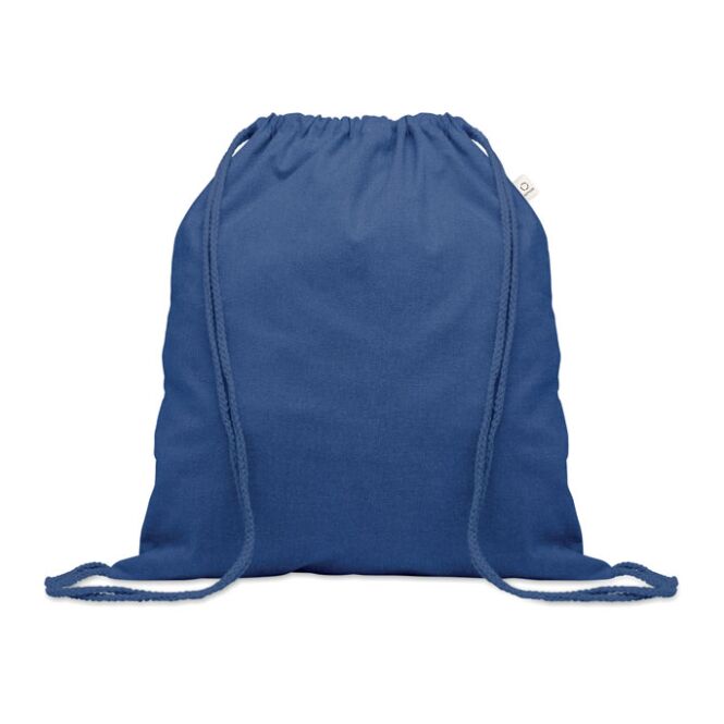 Firmengeschenk Tasche Recycelt – königsblau – mit Logodruck 70% Pre-Consumer-Baumwolle 30% RPET 140g/m² nachhaltige Tragetasche für CSR