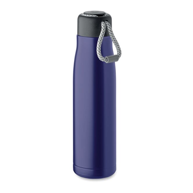 Firmengeschenk Trinkflasche 500ml – königsblau – mit Logo bedruckt 90% recycelter Edelstahl auslaufsicher, nachhaltiges Mehrweggefäß