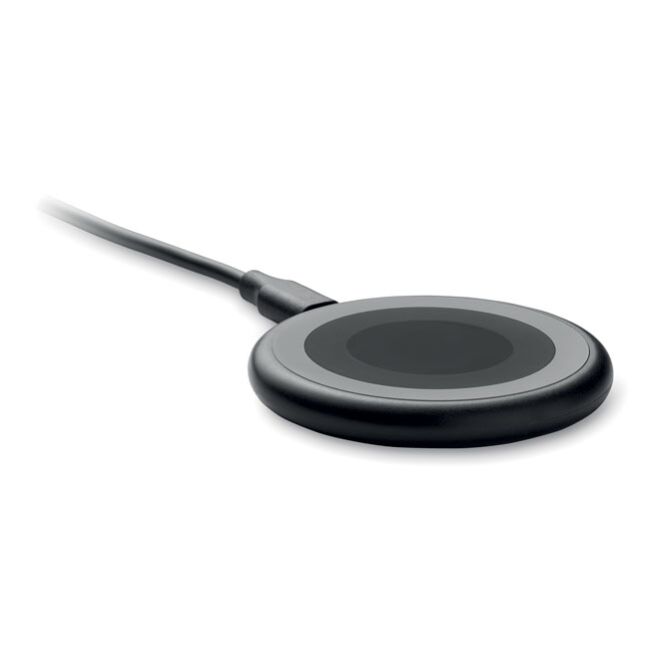 Kundengeschenk 3in1 Wireless Charger 15W – schwarz – mit Logo bedruckt 1m 2-in-1 Typ-C & Typ-A Kabel für das Homeoffice
