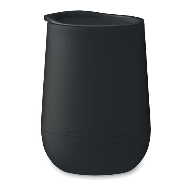 Kundengeschenk Thermobecher schwarz – mit Logodruck 300 ml für die Büroküche