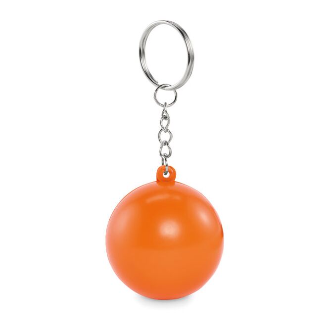 Werbegeschenk Schlüsselring Kugelform PU – orange – mit Logo bedruckt als praktisches Messe-Giveaway für Kunden