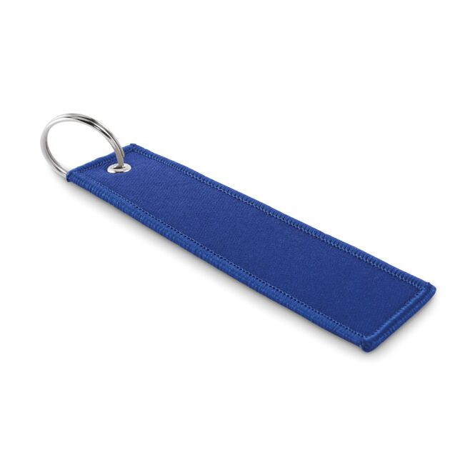 Streuartikel Schlüsselring Polyester Tag – königsblau – mit Logo bedruckt für Messen und Events