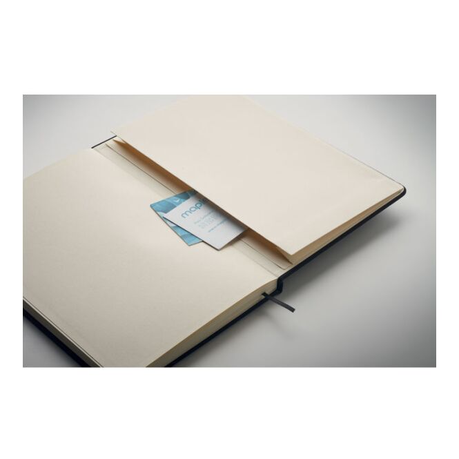 Mitarbeitergeschenk Notizbuch-Set RPET – schwarz – mit Logo bedruckt, 80 Blatt Recyclingpapier, Bambuskugelschreiber, nachhaltiges Journal für CSR