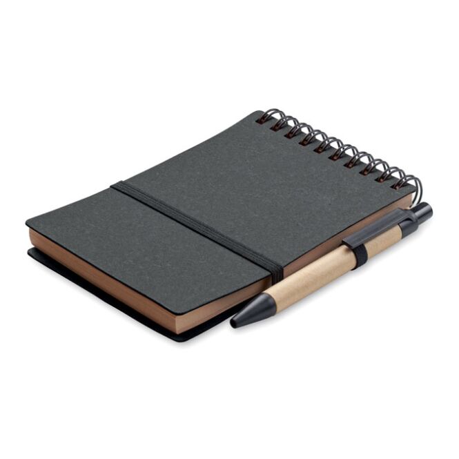 Mitarbeitergeschenk Notizbuch-Set 70% Recyclingpapier 30% PU – dunkelgrau – mit Logo bedruckt 70 Blatt nachhaltiges Journal für CSR