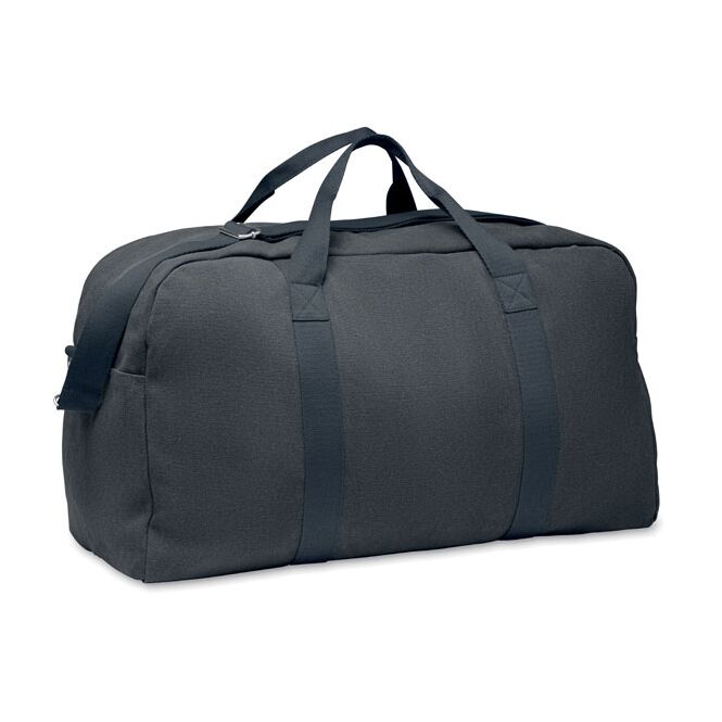 Premium-Werbeartikel Tasche marineblau – mit Logodruck 450g/qm 60% recycelte Baumwolle 40% rPET nachhaltiges Gepäck für CSR-Promotions