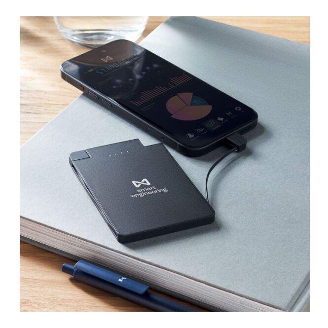 Kundengeschenk Powerbank 2500 mAh – schwarz – mit Logo bedruckt 2500 mAh, Typ-C, magnetisch, für das Homeoffice