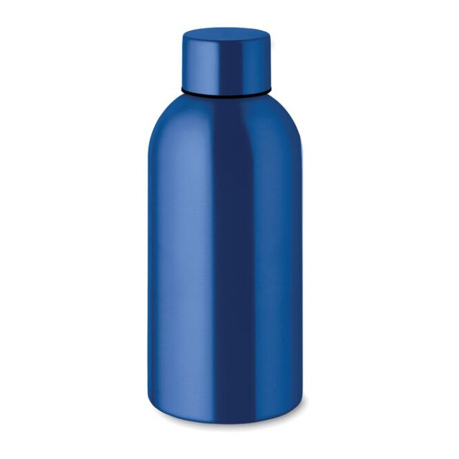 Firmengeschenk Trinkflasche 500ml – blau – mit Logo bedruckt, 90% recycelter Edelstahl, auslaufsicher, nachhaltige Mehrwegflasche