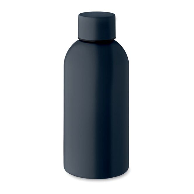 Firmengeschenk Trinkflasche 500ml – marineblau – mit Logo bedruckt aus 90% recyceltem Edelstahl auslaufsicher nachhaltiges Mehrweggefäß