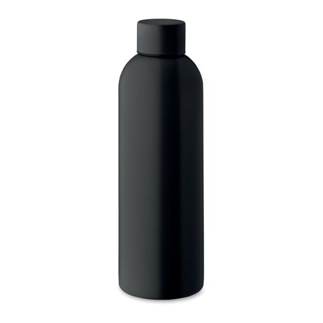Mitarbeitergeschenk Trinkflasche Edelstahl 750ml – schwarz – mit Logo bedruckt 90% recyceltes Material auslaufsicher nachhaltiges Mehrwegflaschen-Modell