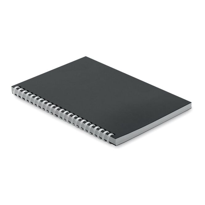 Firmengeschenk Notizbuch DIN A5 Karton – schwarz – mit individuellem Werbedruck 160 Seiten Recyclingpapier nachhaltiges Journal