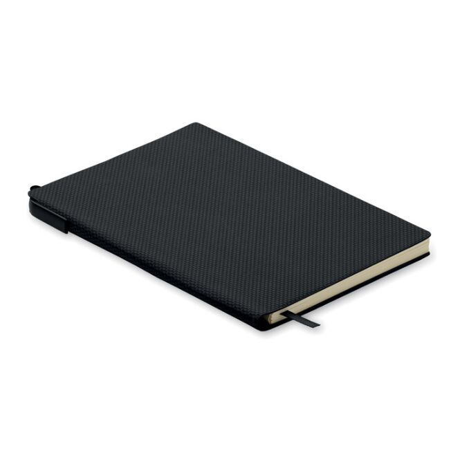Mitarbeitergeschenk Notizbuch DIN A5 PU-Einband – schwarz – mit individuellem Werbedruck 160 Seiten Recyclingpapier nachhaltiges Journal