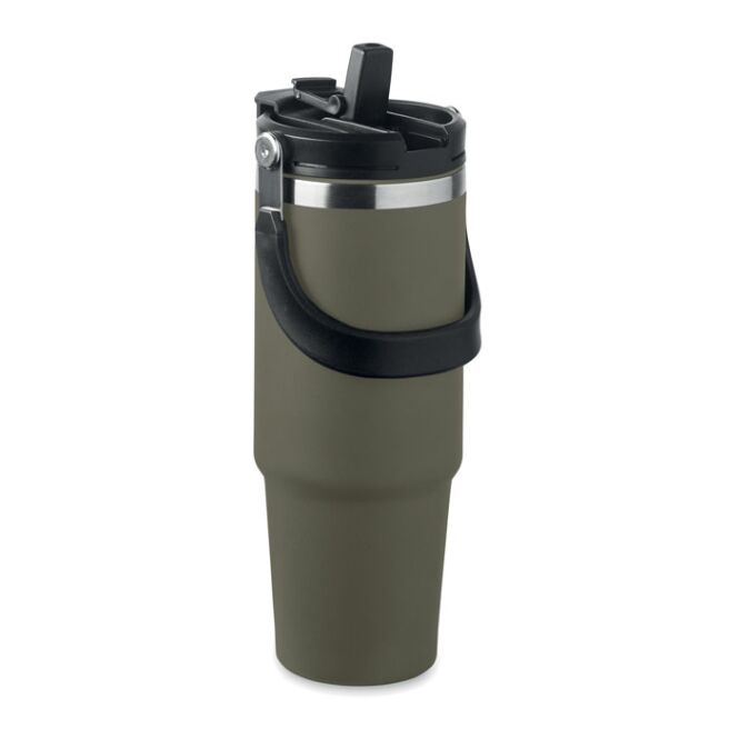 Werbeartikel Thermobecher Doppelwandiger Becher – dunkelgrün – mit Logo bedruckt 850 ml für Events & Festivals