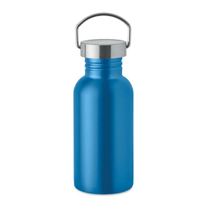 Mitarbeitergeschenk Trinkflasche 500ml – türkis – mit Logodruck 90% recycelter Edelstahl auslaufsicher nachhaltige Mehrwegflasche
