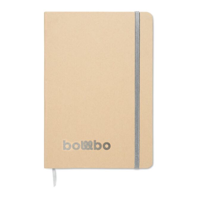 Mitarbeitergeschenk Notizbuch DIN A5 – beige – mit Lasergravur, 160 Seiten Recyclingpapier, Hard Cover, nachhaltiges Journal