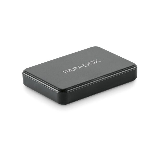 Firmengeschenk Powerbank 5000 mAh – schwarz – mit Logo bedruckt, 20W Schnellladetechnik, Typ-C PD, nachhaltig, für das Mitarbeiter-Onboarding
