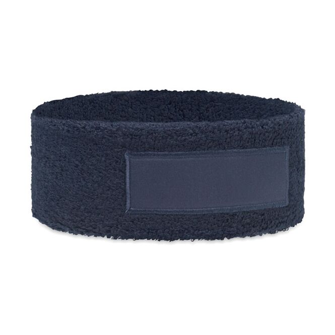 Mitarbeitergeschenk Fitnessarmband Polycotton – marineblau – mit Logodruck für Sportevents & Turniere