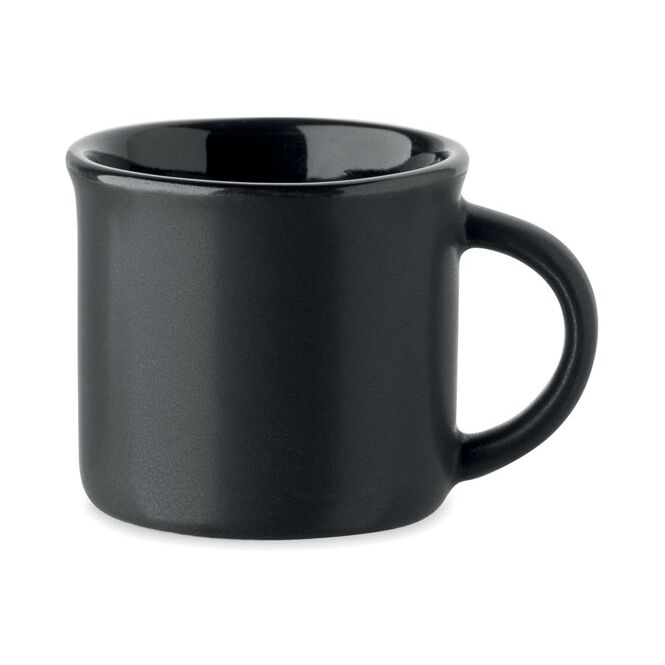 Kundengeschenk Espressotasse Keramik – schwarz – mit Logodruck 40 ml für die Büroküche