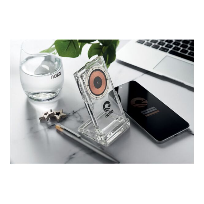 Werbeartikel Wireless Charger 15W – weiss – mit Logo bedruckt – 15W Schnellladen für den Büroalltag