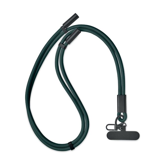 Werbeartikel Schlüsselband 60W Ladekabel – dunkelgrün – mit Logo bedruckt als Lanyard für Messen