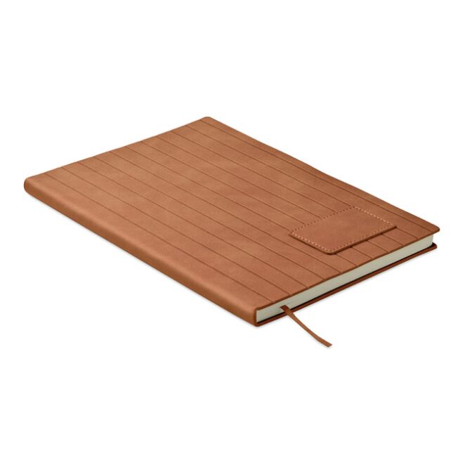 Firmengeschenk Notizbuch Smokey – braun – mit individuellem Werbedruck 40% recyceltes PU 70g Recyclingpapier nachhaltiges Journal
