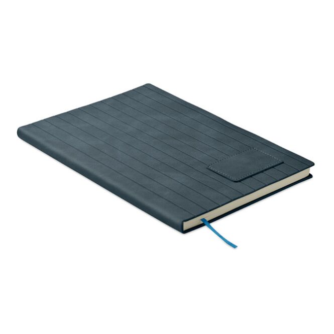 Firmengeschenk Notizbuch Smokey DIN A5 – blau – mit individuellem Werbedruck 40% rPET 160 S. 70g Recyclingpapier nachhaltiges Journal