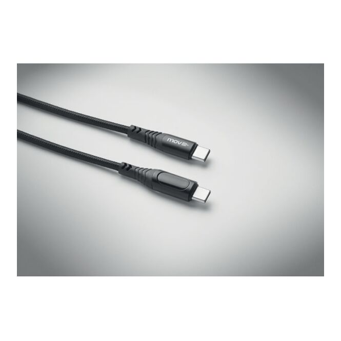 Streuartikel 100W Ladekabel Typ-C – schwarz – mit Logo bedruckt 1m USB-C auf USB-C für den Büroalltag