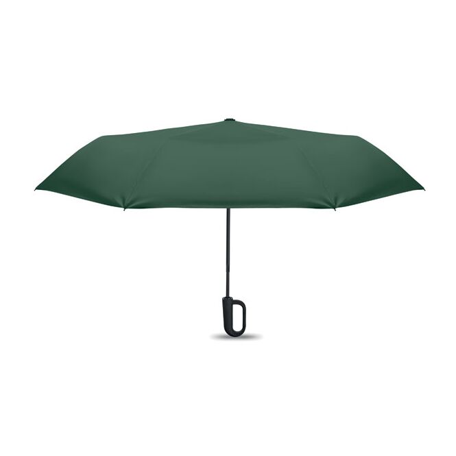 Werbeartikel Automatikschirm Windproof – grün – mit individuellem Logodruck sturmfest Ø 21 Zoll nachhaltiger Öko-Regenschirm aus rPET