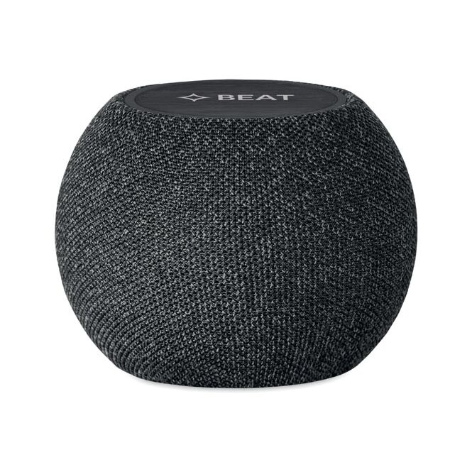 Firmengeschenk Bluetooth Lautsprecher mit 15W Wireless Charger – schwarz – mit Logo bedruckt, nachhaltig, für das Homeoffice