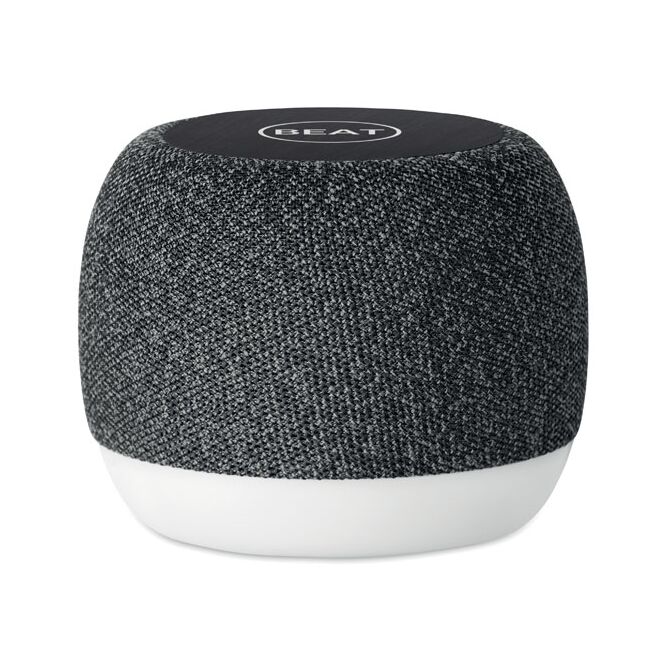 Premium-Werbeartikel Bluetooth Lautsprecher mit 15W Wireless Charger – schwarz – mit Logo bedruckt nachhaltiges Öko-Tech für das Homeoffice