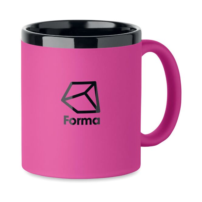 Werbeartikel Keramikbecher für Laser – fuchsia – mit Lasergravur 300 ml für das Mitarbeiter-Onboarding