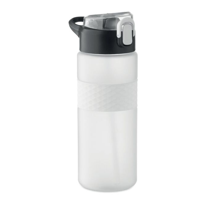 Werbeartikel Trinkflasche RPET – transparent weiss – mit Logo bedruckt 700ml nachhaltig auslaufsicher für Sportevents & Turniere