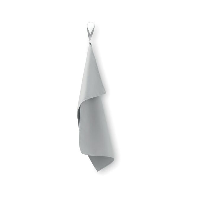 Werbeartikel Mikrofaser-Handtuch – grau – mit Logodruck 30 x 50 cm schnell trocknend für Sportevents & Turniere