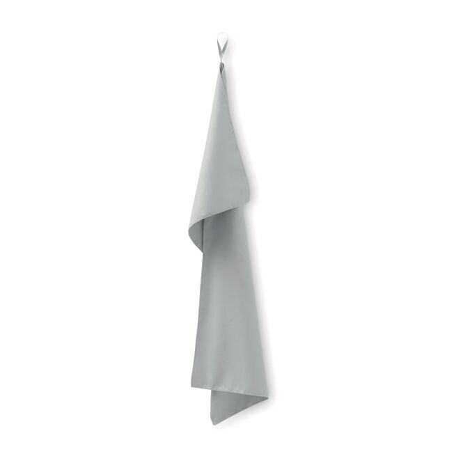 Firmengeschenk Mikrofaser-Handtuch 50 x 100 cm – grau – mit Logo bedruckt für Outdoor-Events