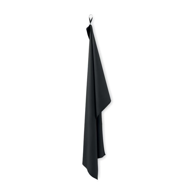 Mitarbeitergeschenk Mikrofaser-Handtuch – schwarz – individuell bedruckbar 70x120cm schnelltrocknend für Sportevents