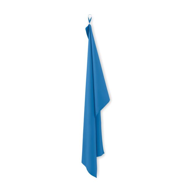Mitarbeitergeschenk Mikrofaser-Handtuch – königsblau – mit Logodruck, 70x120cm, leicht & schnell trocknend für Firmenevents