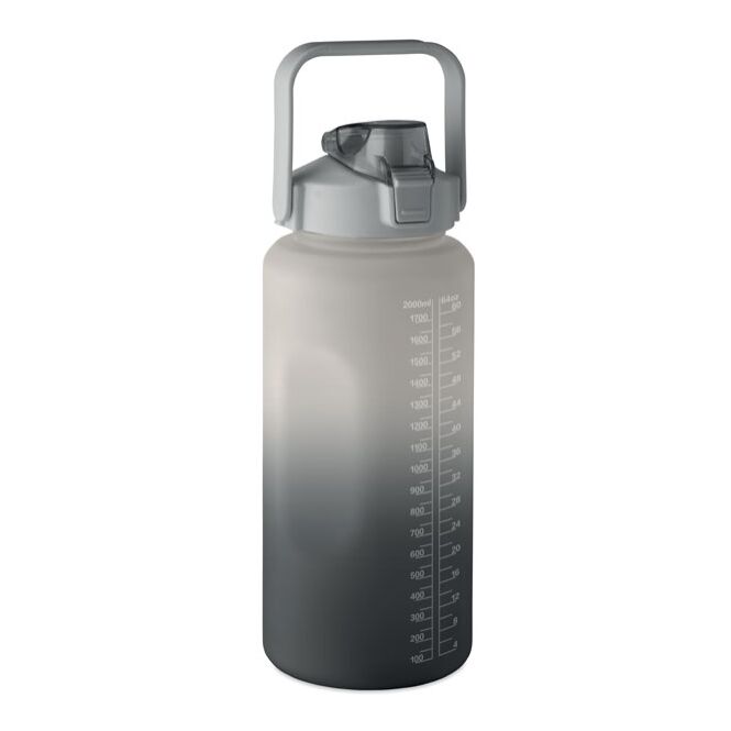 Sport-Werbemittel Trinkflasche Activate Max – schwarz – mit Logo bedruckt 2000 ml RPET auslaufsicher für Sportevents & Turniere