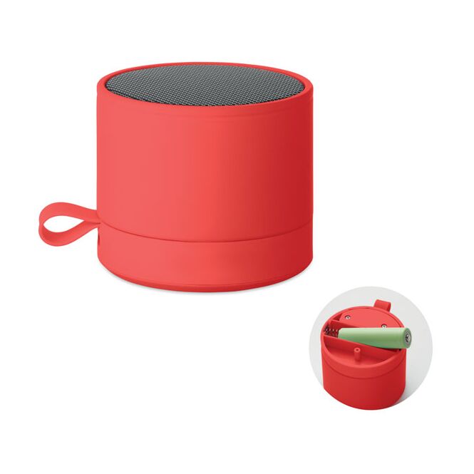 Technik-Werbemittel Bluetooth Lautsprecher 5.1 – rot – mit Logo bedruckt 3W Mono-Sound 500mAh-Akku für den Büroalltag