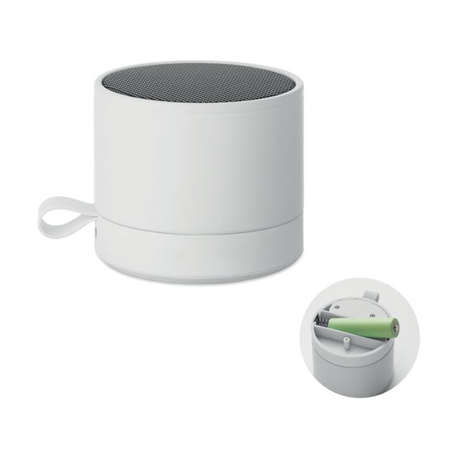 Kundengeschenk 5.1 Bluetooth Lautsprecher Metall 3W – weiss – mit Logo bedruckt für das Mitarbeiter-Onboarding und Homeoffice