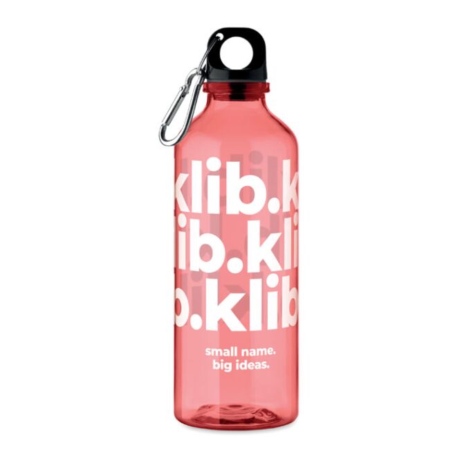 Werbeartikel Trinkflasche RPET – transparent rot – mit Logo bedruckt 500ml nachhaltig für Sportevents & Turniere