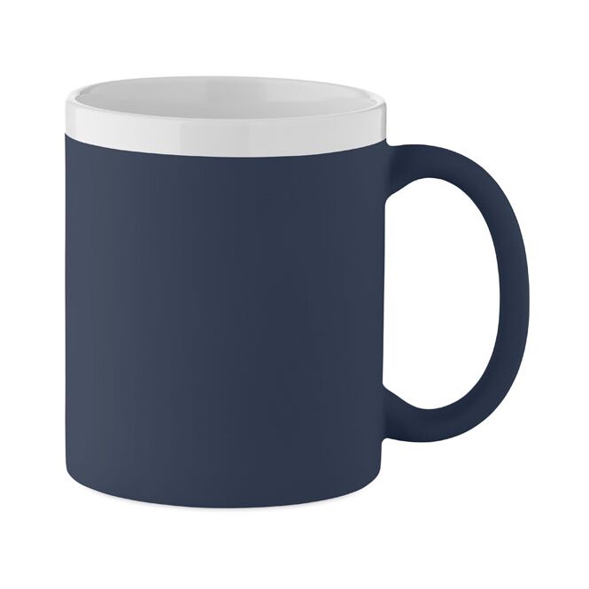 Kundengeschenk Keramikbecher 300 ml – marineblau – mit Gravur für Firmen-Events