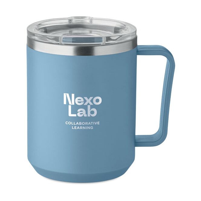 Werbeartikel Thermobecher – petrol – mit Logo bedruckt 400 ml nachhaltiger Mehrwegbecher für Messen und Events