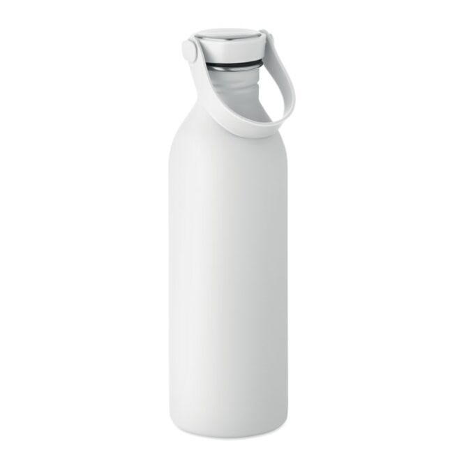 Sport-Werbemittel Trinkflasche Edelstahl – weiss – mit Logo bedruckt 500 ml nachhaltig aus recyceltem Material für Sportevents
