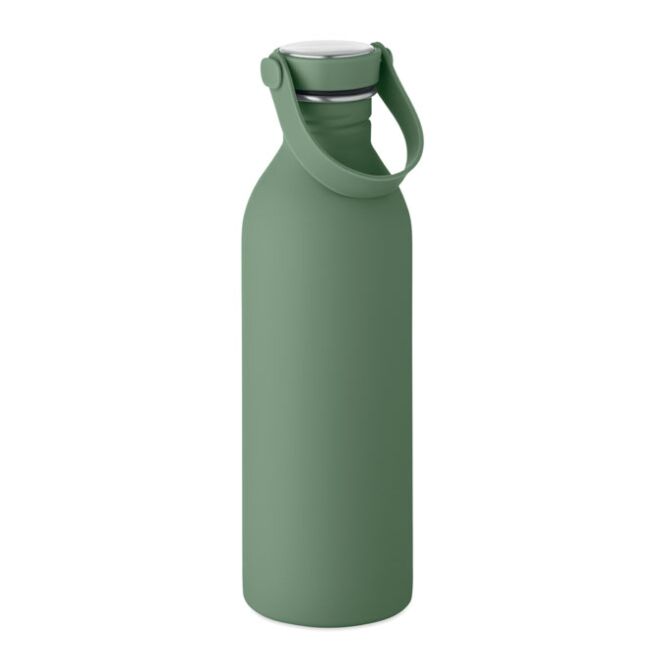 Werbeartikel Sportflasche Edelstahl – dunkelgrün – mit Logo bedruckt 500 ml nachhaltig aus recyceltem Material für Sportevents & Turniere