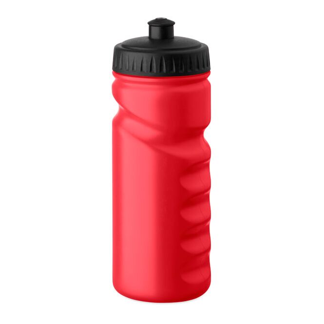 Werbeartikel Sport-Trinkflasche – rot – mit Logo bedruckt 500 ml PE auslaufsicher für Sportevents & Turniere