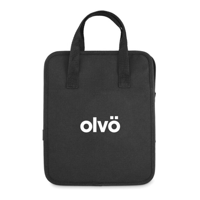 Mitarbeitergeschenk Auto-Organizer – schwarz – mit Logo bedruckt faltbarer Kofferraum-Organizer aus 600D RPET zur Ordnung